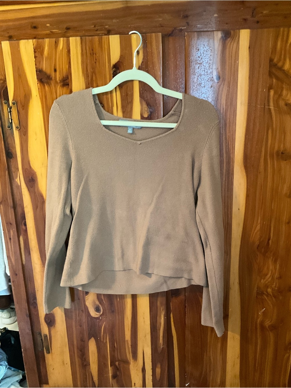 Marled Taupe Long-Sleeve Scoop Neck Sweater